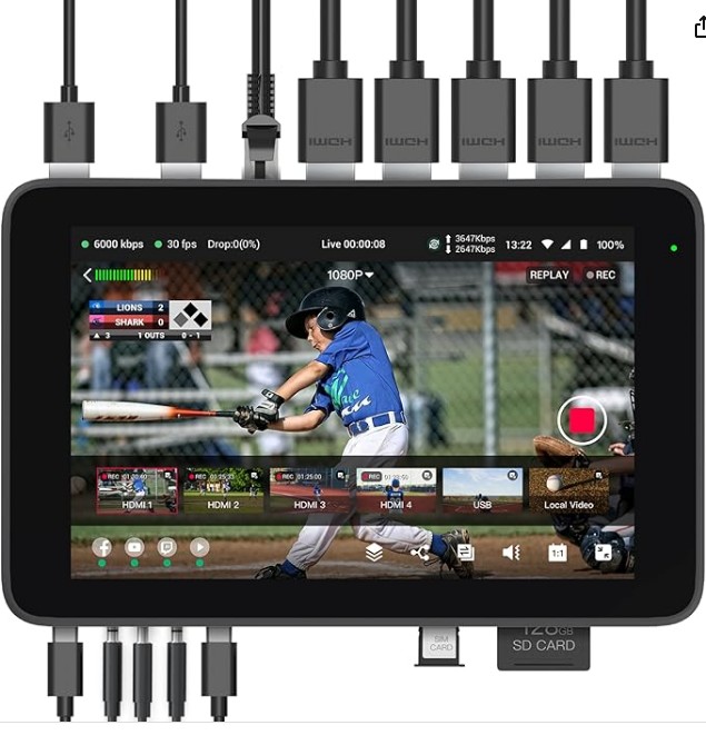 YOLOLIV YoloBox Ultra, Horizontal/Vertical Live Streaming Equipment | Simultaneous Cross-Platform Streaming, Encoder, Monitor, Switcher & Recorder in One, ISO Recording, NDI & SRT Support, RTMPS